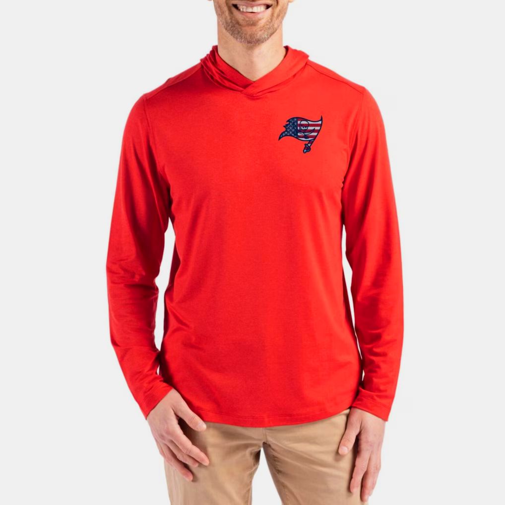Men 2026 NFL Tampa Bay Buccaneers Hooded long sleeved T-shirt red 001